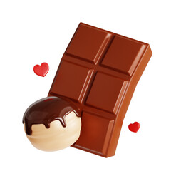 3d rendering chocolate bar with a cake cream chocolate