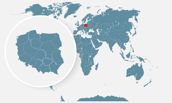 Fototapeta Poland country on world map, vector template
