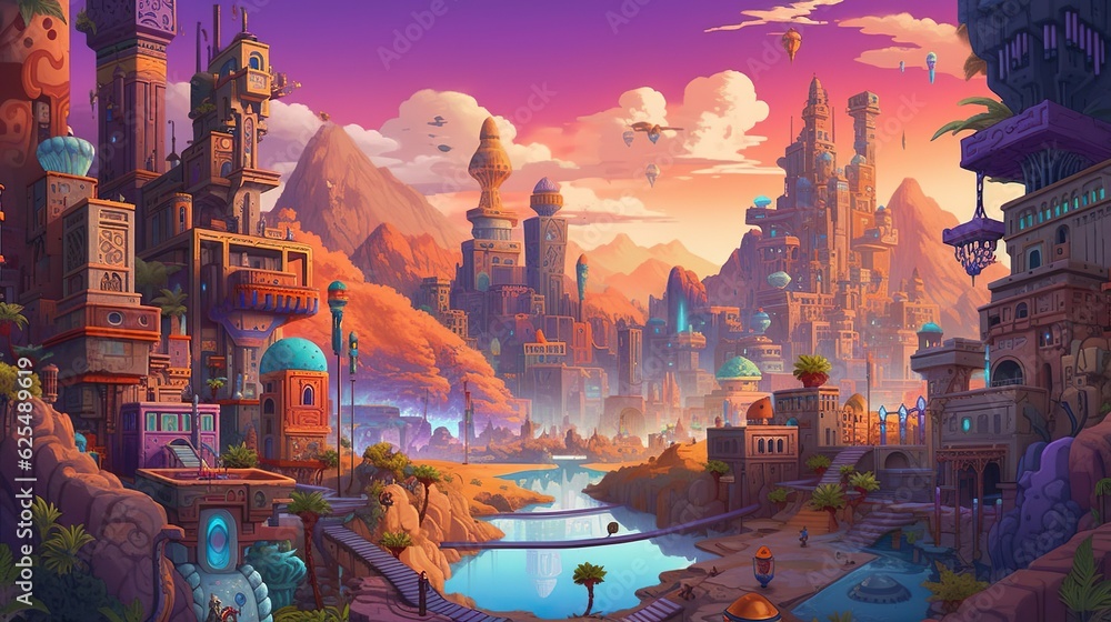 Poster abstract background lost civilization. fluid shapes and vibrant hues merge to form a captivating abs