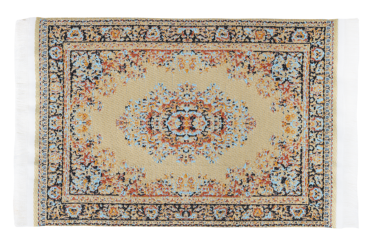 Colorful carpet isolated on white background in turkish style.