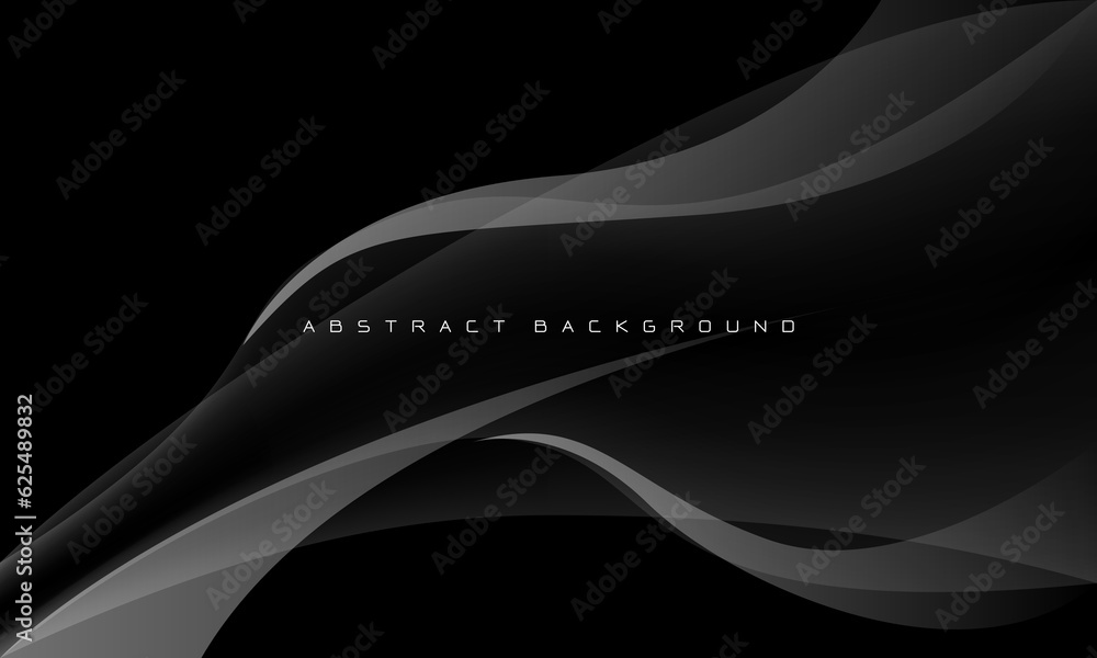 Poster abstract white curve futuristic on black with blank space design modern creative background vector