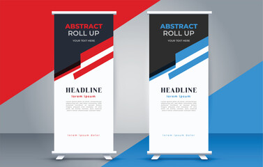 modern roll up banner template  with abstract design - obrazy, fototapety, plakaty