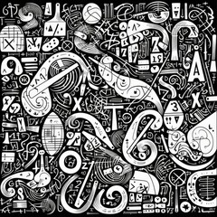 Fototapeta premium Mathematics pattern doodle, AI generated Image