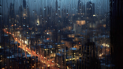 Window Rainfall with Cityscape Blur - obrazy, fototapety, plakaty