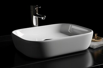 a ceramic sink with a contemporary design. Generative AI