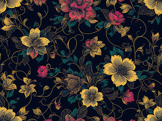 Floral pattern on seamless cloth. Flower bouquet. Ai generated