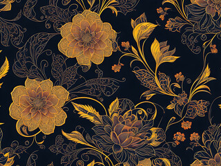 Floral pattern on seamless cloth. Flower bouquet. Ai generated
