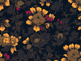 Floral pattern on seamless cloth. Flower bouquet. Ai generated
