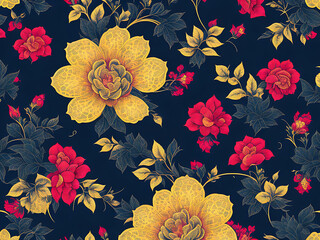 Floral pattern on seamless cloth. Flower bouquet. Ai generated
