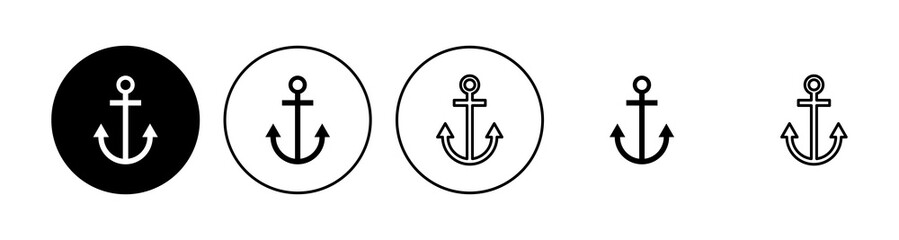 Anchor icon set. Anchor symbol logo. Anchor marine icon.