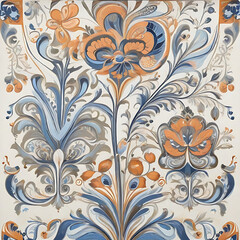 russian ethnic and vintage print Ai Generated