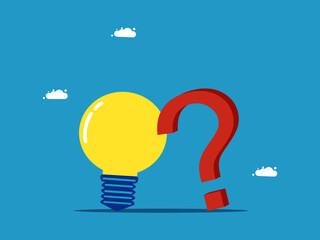 Light bulb and question mark. business people solve problems by knowledge vector
