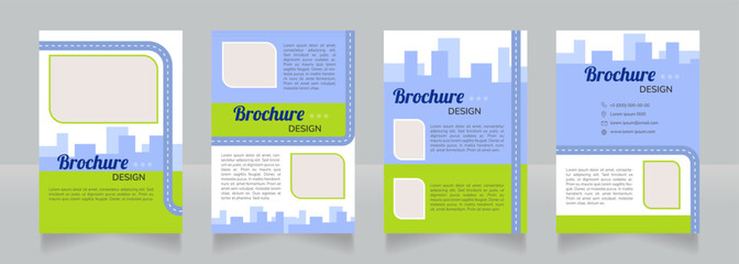 Sustainable biofuel blank brochure design. Template set with copy space for text. Premade corporate reports collection. Editable 4 paper pages. Lobster Regular, Nunito SemiBold, Light fonts used