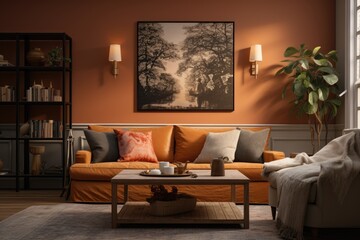 A cozy and inviting living space furnished with a sofa and thoughtfully designed interior elements, creating a warm and comforting ambiance that evokes a sense of home.