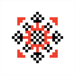 Vector illustration of ukrainian folk ornament. Vyshyvanka. Traditional geometric ornament from Eastern Europe on a white background. For tablecloth, dress, skirt, textile design.Ukrainian embroidery