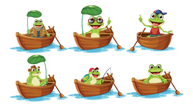 Collection of different frogs cartoon characters