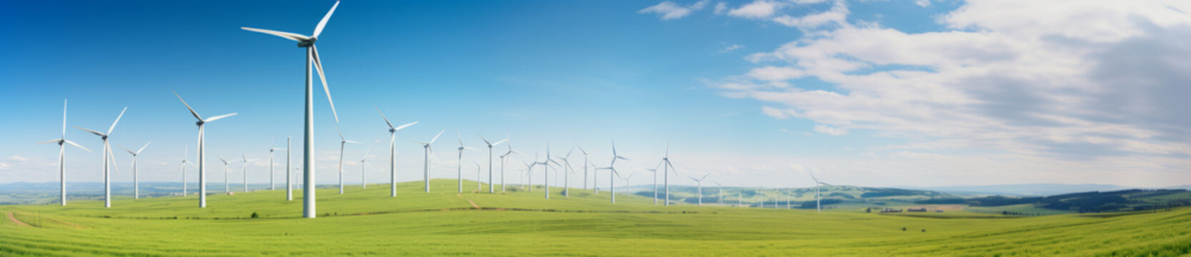 field with windmills panorama