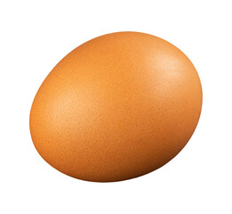 One brown uncooked chicken egg isolated on transparent background. Calcium food