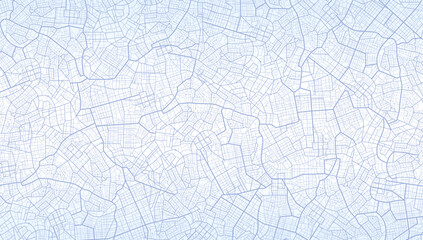 Fototapeta Blue city area, background map, streets. Skyline urban panorama. Cartography illustration. Widescreen proportion, digital flat design streetmap. Vector City top view. View from above the map obraz
