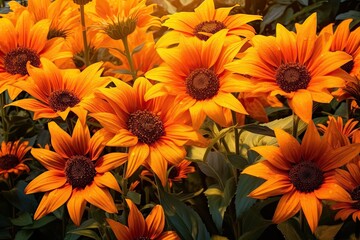 Vibrant Field of Sunflowers: Petals Dancing in the Breeze, Nature's Beauty in Full Bloom - Flower Background, generative AI