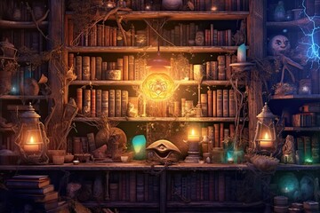 Enchanted Bookshelf: Unveiling Mystical Tomes and Secrets, generative AI