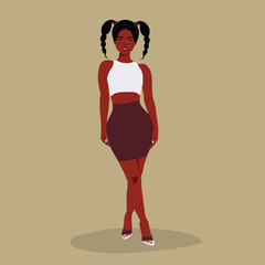 Stylish black woman in elegant art style vector