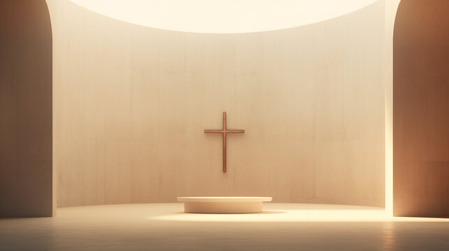 Gold christianity cross on Christian Religion concept background, AI Generation