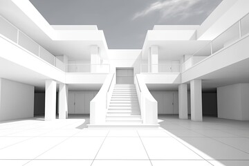 Minimalist Modern Architecture: Clean Lines, Sleek Design and Contemporary Elegance on a Plain White Background, generative AI