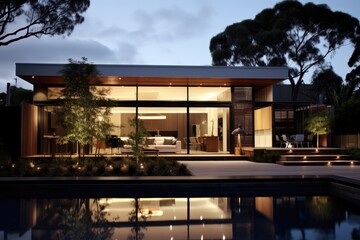 Modern Australian houses have new lighting designs for the evening.