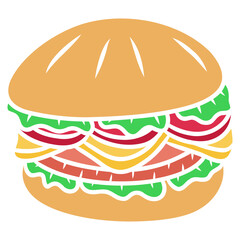 burger food. fast food illustration