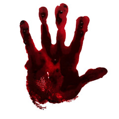 Bloody handprint isolated on white background. Bloody Illustration on transparent background © YoYo & J studio
