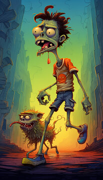 Panic stricken zombie