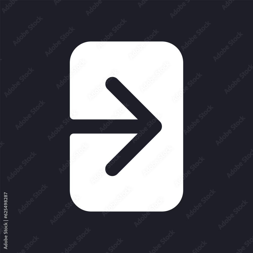 Poster logout dark mode glyph ui icon. finish session. messenger security. user interface design. white sil