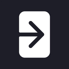 Logout dark mode glyph ui icon. Finish session. Messenger security. User interface design. White silhouette symbol on black space. Solid pictogram for web, mobile. Vector isolated illustration