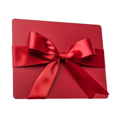 red gift card isolated on transparent background cutout
