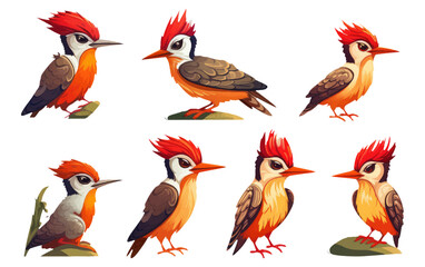 Obraz na płótnie Canvas set vector illustraton of woodpecker bird isolated on white background
