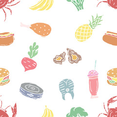Seamless food pattern. Doodle food background