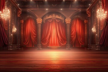 Dramatic Lighting, Velvet Curtains, and Spotlights: Captivating Theatrical Performance with Showmanship, generative AI