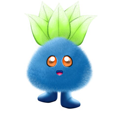 Blue Monster walking on garden