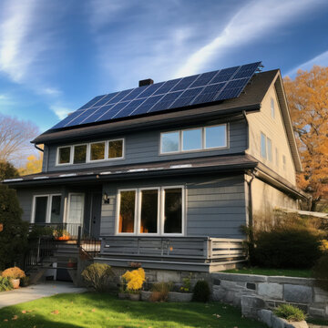 Rooftop solar installation on a residential home, where residents harness the power of the sun to meet their energy needs, reducing their carbon footprint and contributing to a greener future