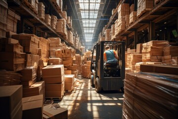 Forklift Operator Maneuvering Through Packages, Generative AI