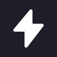 Lightning bolt dark mode glyph ui icon. Internet speed. Hot offer. User interface design. White silhouette symbol on black space. Solid pictogram for web, mobile. Vector isolated illustration