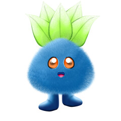 Blue Monster walking on garden