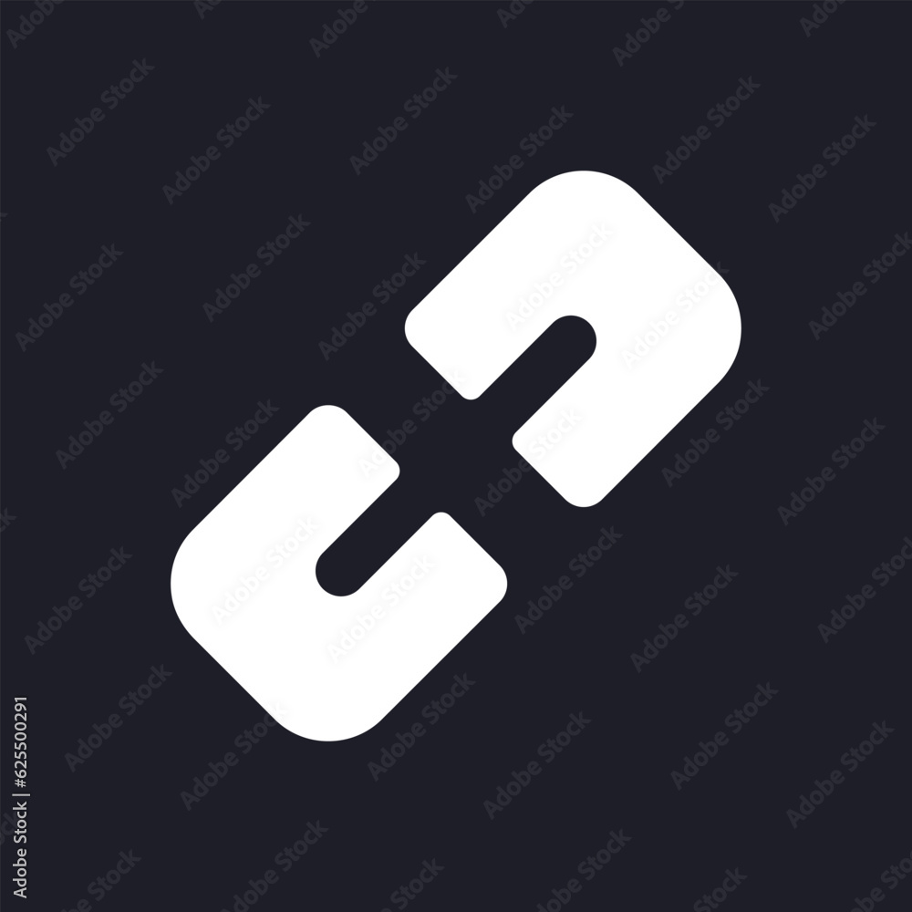 Poster hyperlink dark mode glyph ui icon. website reference. online chat. user interface design. white silh