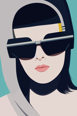 cyber future vector woman with sunglasses in the summer