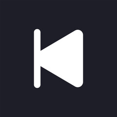 Skip to start dark mode glyph ui icon. Multimedia player control. User interface design. White silhouette symbol on black space. Solid pictogram for web, mobile. Vector isolated illustration
