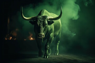 Naklejka premium Green bull business. Generate Ai