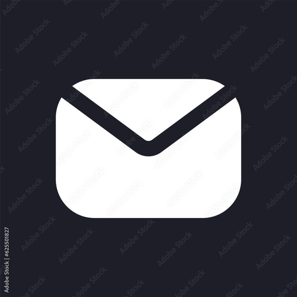Poster unread message dark mode glyph ui icon. email communication. user interface design. white silhouette
