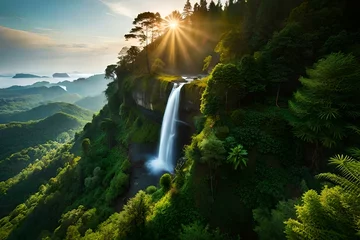 Foto auf Acrylglas Waldfluss waterfall in the forest