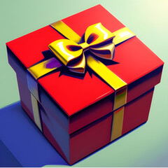Gift box with a bow on a dark background. AI generated


